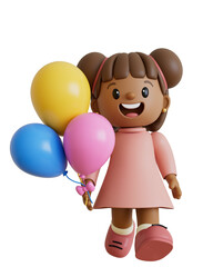 Child Girl Cartoon 3D Render Cutout Children's Day Dia das Crianças