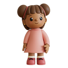 Fototapeta premium Child Girl Cartoon 3D Render Cutout Children's Day Dia das Crianças