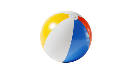 Fun vacation theme with beach ball from top angle on plain isolated on a Transparent background, PNG file.