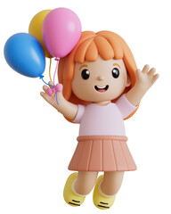 Child Girl Cartoon 3D Render Cutout Children's Day Dia das Crianças