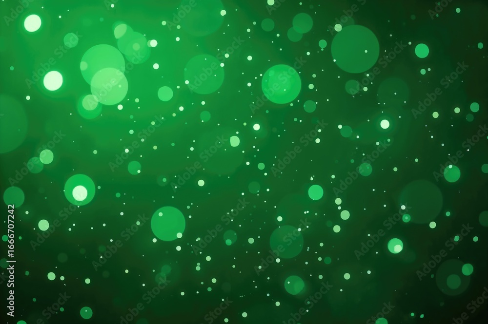 Poster abstract green backdrop with luminous particles. design template.
