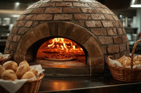 A traditional wood-fired oven for baking pizza - Powered by Adobe