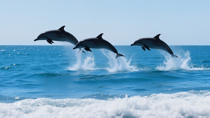 Fototapeta premium dolphins jumping out of water