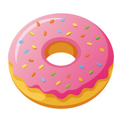 Sweet pink donut with colorful sprinkles vector graphic