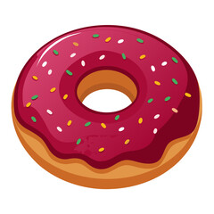 Maroon donut with colorful sprinkles vector illustration