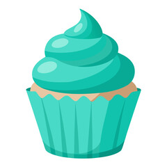 Turquoise cupcake with swirled frosting vector design