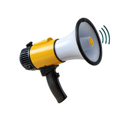 Bright Yellow Megaphone for Announcements and Communication in a Modern Setting