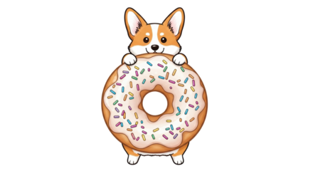 Isolated Corgi Doughnut