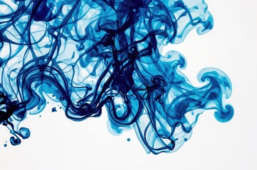 Abstract background with acrylic paint and ink in water, isolated on white.