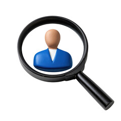 Person Under Magnifying Glass Illustration for Analysis and Inspection in Business or Research Context