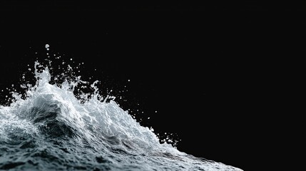 Dynamic ocean wave against black background captures power and motion