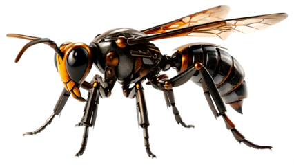 cyborg wasp animal insect hornet isolated on white background, png, ai generated.