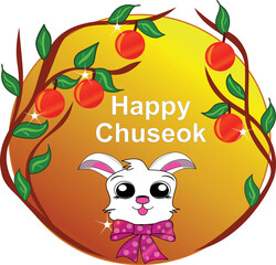 Happy Chuseok Cute Rabbit and Full Moon