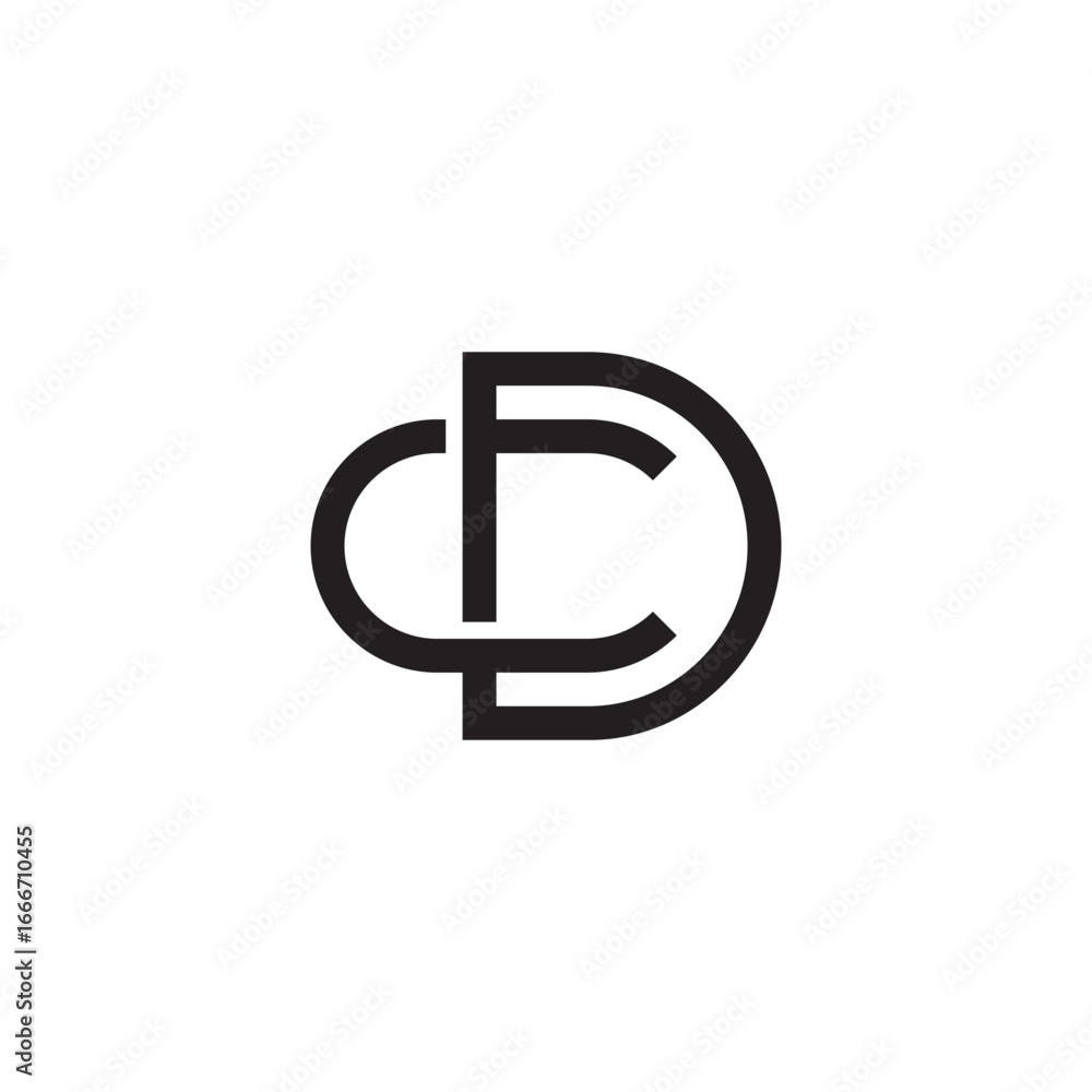 Poster letter cd simple linked overlap lines logo vector