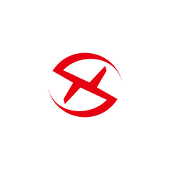 letter sn circles rotate red logo vector