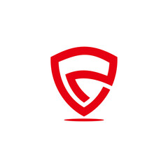 letter r red simple emblem shield geometric lines logo vector