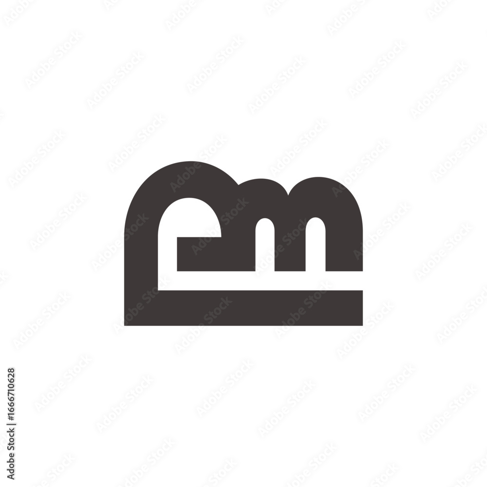 Poster letter em simple linked loop font logo vector