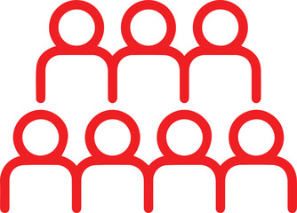 stylized red people silhouette icons, minimal geometric design, sleek modern aesthetic, clean vector art, graphic icon set