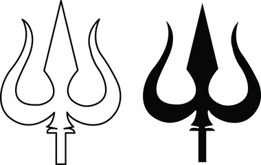 Hindu religious trident trishul icon illustration for culture and spiritual vector sets
