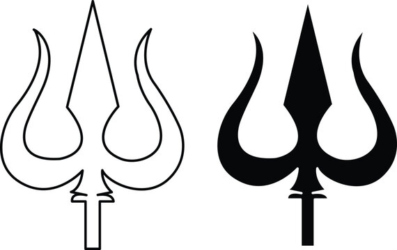 Hindu religious trident trishul icon illustration for culture and spiritual vector sets
