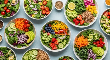 Colorful and nutritious buddha bowls packed with fresh ingredients for healthy eating