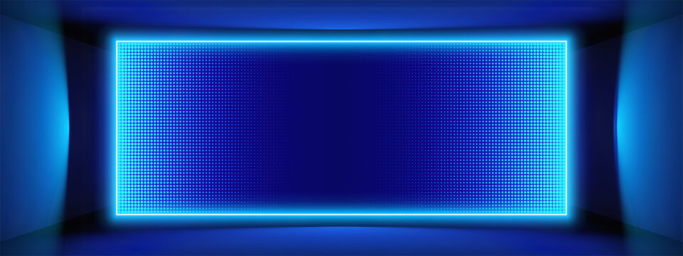 Blue LED panel wall with LCD screen effects and RGB pixel grid textures. 3D stage backdrops or concert glow patterns for music venues. Neon video projections or abstract dot effects for club displays.