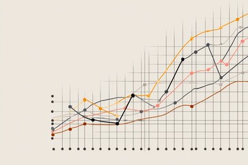 Colorful and Detailed Line Graph Visualization with Multiple Data Trends on a Neutral Background for Business and Analysis Purposes