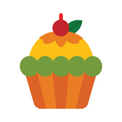 vector illustration of fall themed cupcake