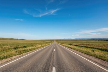 An extensive pathway stretching through a vast meadow.