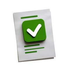 Green Checkmark on Document Symbolizing Approval and Successful Completion of Tasks and Projects