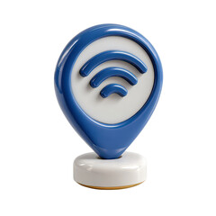 Wi-Fi Location Pin with Blue Design and Signals for Connectivity and Navigation in Modern Technology