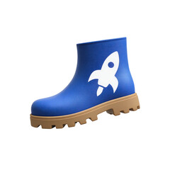 Blue Rain Boots with Rocket Design for Kids, Fun and Stylish Footwear for Outdoor Adventures