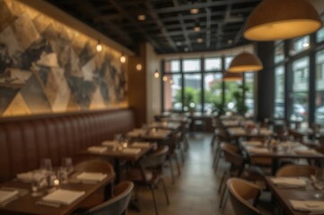 Indistinct interior scene of a dining area
