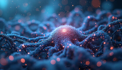 Naklejka premium Futuristic AI Neural Web with Light Effects