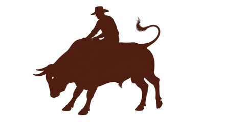 Isolated Bull Rider Silhouette