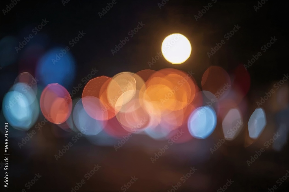 Poster blurred street lights with abstract bokeh and soft background