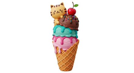 Isolated Ice Cream with Cat