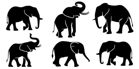 elephants silhouettes vector