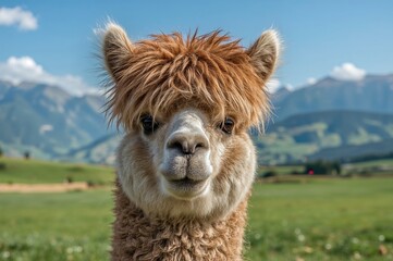 Obraz premium A fluffy alpaca sporting a voluminous afro hairstyle