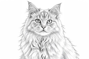 Drawing of a fluffy feline