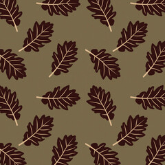 Seamless pattern with maple and oak autumn leaves. Ideal for wallpaper, gift paper, textiles, greeting cards. Vector.