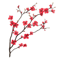 Naklejka premium Vibrant Cherry Blossom Twig Minimalist Illustration