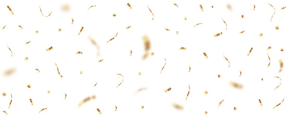Gold confetti isolated on transparent background