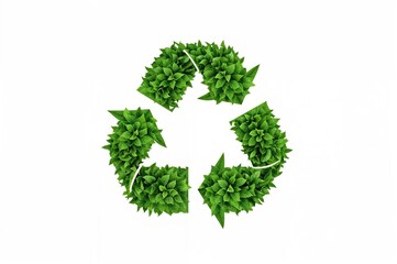 A recycling emblem adorned with foliage