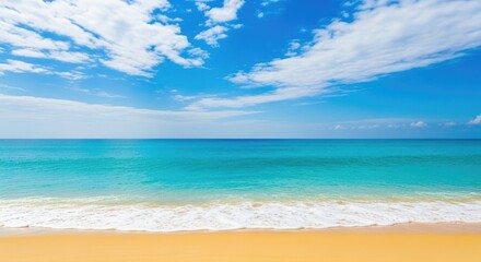 Fototapeta premium tropical beach with blue sky and clouds