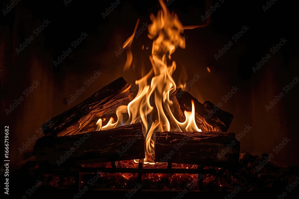 Poster create a snug and inviting space at home using a wood-burning fireplace. experience the comforting h