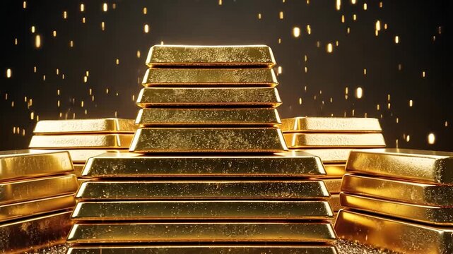 Gold bars stacked in pyramid shape