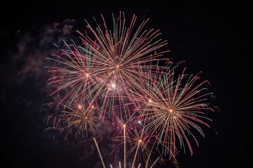 Fototapeta premium A stunning burst of colorful fireworks lighting up the dark evening