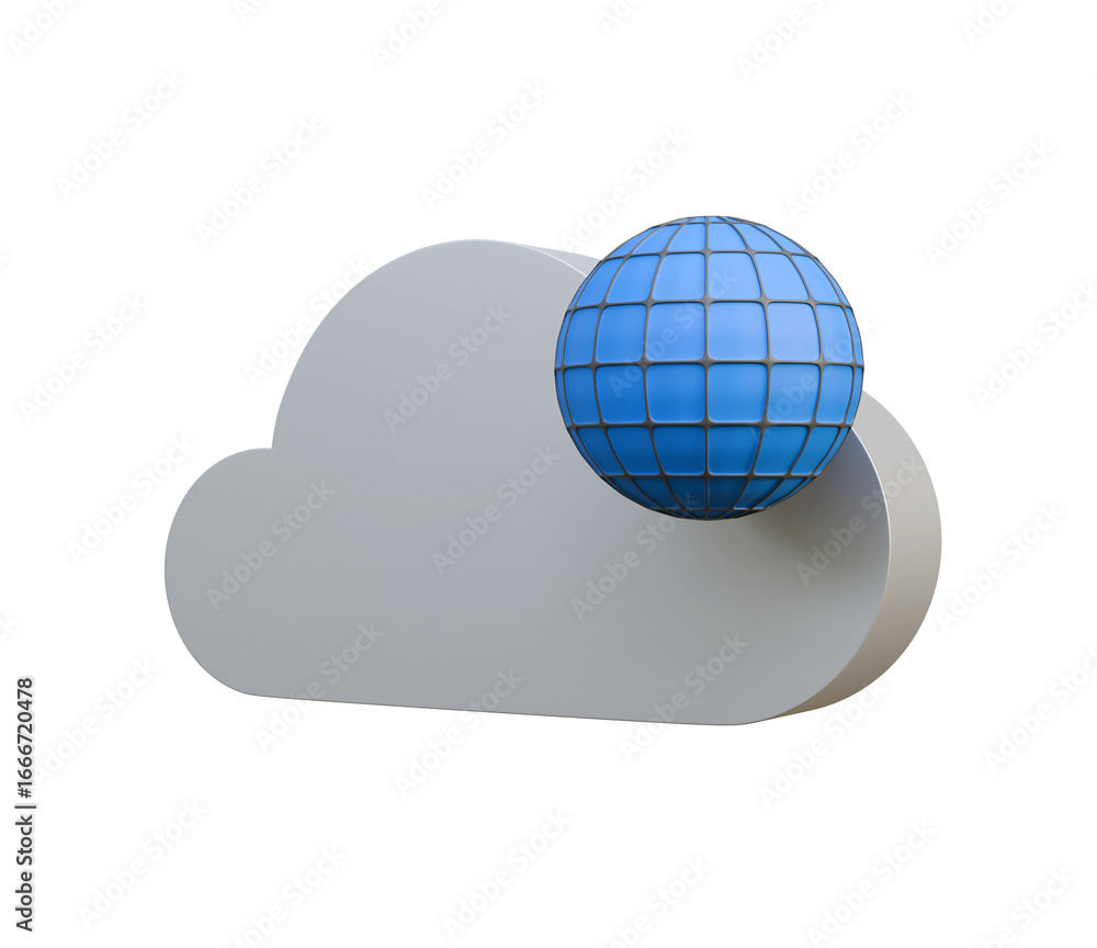Poster digital cloud with earth globe isolated on background. cloud computing, cloud storage and cloud serv