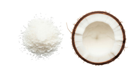 Isolated Coconut and Shredded Coconut